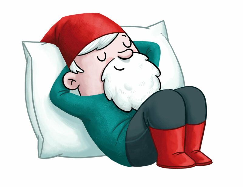 Sonderausstellung - Der 8. Zwerg Der 8. Zwerg aus der Sonderausstellung ruht sich auf Kissen aus