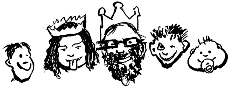 DrachenFels | Marienkind | © Henrik Schrat Strichzeichnung der Gesichter einer königlichen Familie