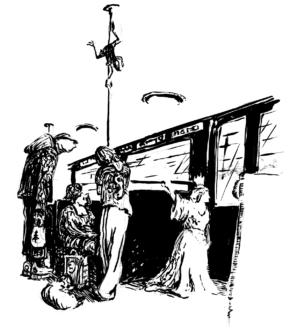 DrachenFels | »Straßenbahnprinzessin« | © Henrik Schrat Eine Prinzessin steht in der Straßenbahn und blickt durch das Fenster nach außen.