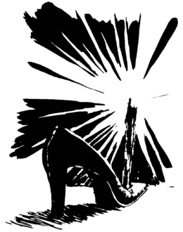 DrachenFels | »Licht im Schuh«, Aschenputtel | © Henrik Schrat Eine leuchtende Kerze steht in einem Damenschuh mit hohem Absatz.