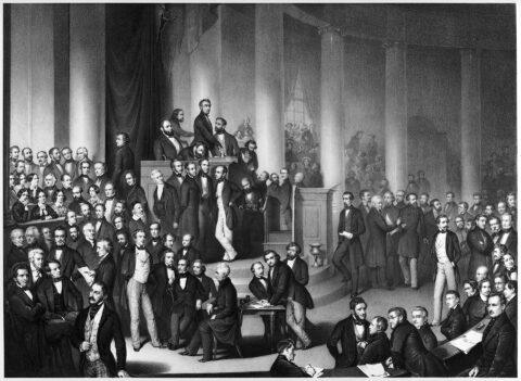 Die deutsche Nationalversammlung in der Paulskirche | © Hisorisches Museum Frankfurt Die deutsche Nationalversammlung in der Paulskirche