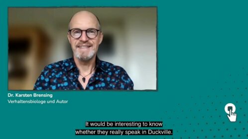 Ausstellung ICH, DAS TIER | Interviewstation mit Dr. Karsten Brensing, Verhaltensbiologe und Autor | © GRIMMWELT Kassel