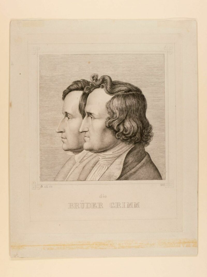 Doppelporträt Die Brüder Grimm | Illustration: Ludwig Emil Grimm | © Grimm-Sammlung der Stadt Kassel Ein Doppelportrait der Brüder Grimm im Profil gezeichnet von Ludwig Emil Grimm.