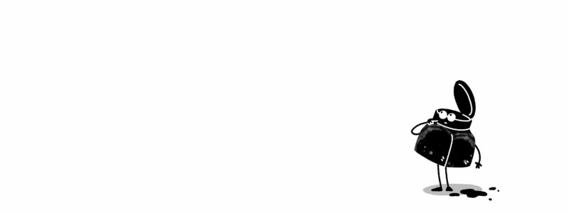 GRIMMIES | Tintenfass "Tintus" | Illustration: Katrin Nicklas Illustration eines Comic-Tintenfasses mit Augen.