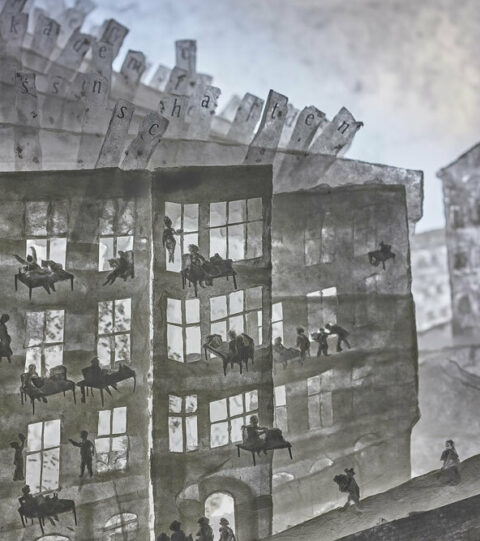 Dauerausstellung FROTEUFEL | Dioramen von Alexej Tchernyi | Foto: Nikolaus Frank 14 Dioramen aus Papier zur Geschichte des Deutschen Wörterbuchs der Grimms