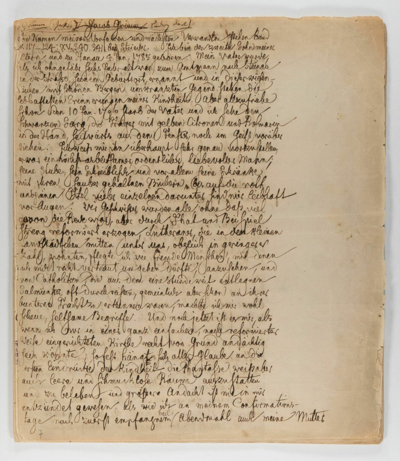 Excerpt from Jacob Grimm's autograph | ©  Grimm-Sammlung der Stadt Kassel