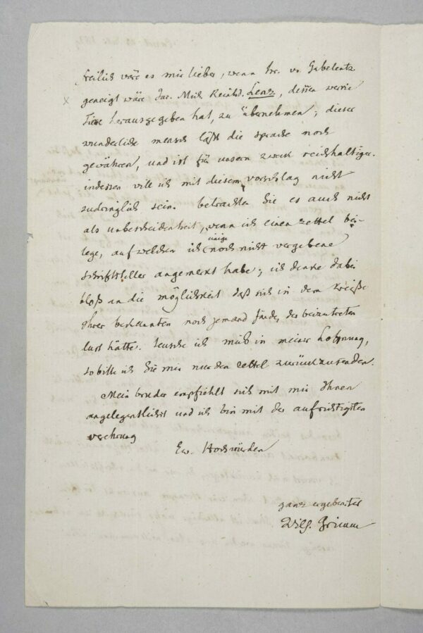 Brief von Wilhelm Grimm vermutlich an den Theologen Friedrich Hesekiel. 14. Juli 1839 | Seite 2 | © Grimm-Sammlung der Stadt Kassel