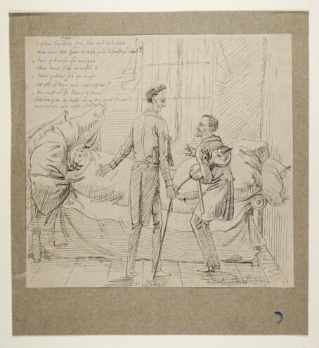 Karikatur | Konzertmeister Wiele mit seinem Hausarzt | Illustration: Ludwig Emil Grimm