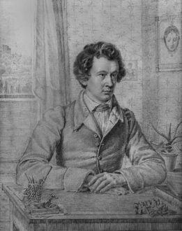 Wilhelm Grimm am Schreibtisch | Ludwig Emil Grimm, 1822 | Foto: © LWL Denkmalpflege, Landschafts- und Baukultur Westfalen Zeichnung zeigt Wilhelm Grimm am Schreibtisch in der Torwache
