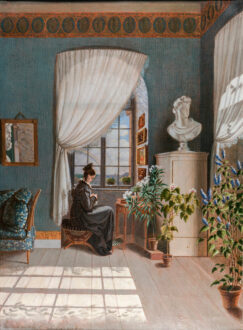 Lotte in ihrer Stube | Ludwig Emil Grimm, 1821 | Foto: © Staatliche Schloesser und Gärten Hessen Das Gemälde zeigt Lotte in ihrer Stube in der Torwache